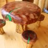 Fa székek asztallal